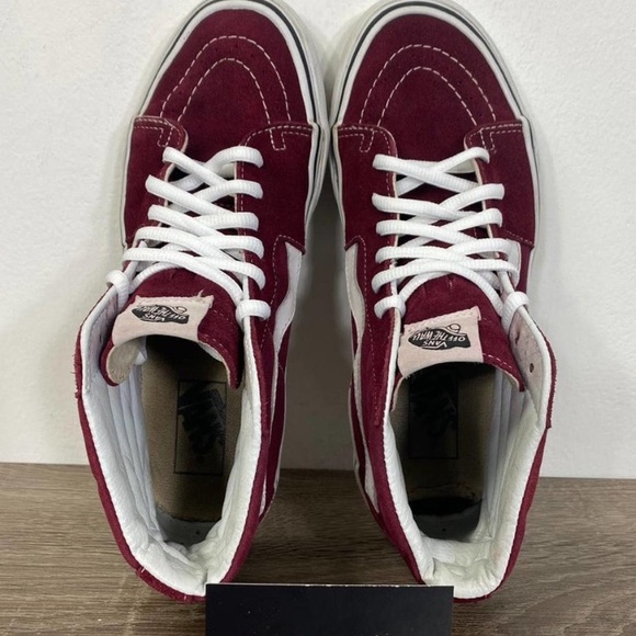 Maroon Suede Hi Top Vans Men’s 8/ladies 9.5 - Picture 3 of 7